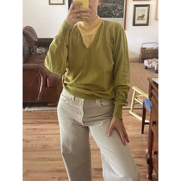 Vintage Chartreuse Mock Neck Sweater - Picture 1 of 6